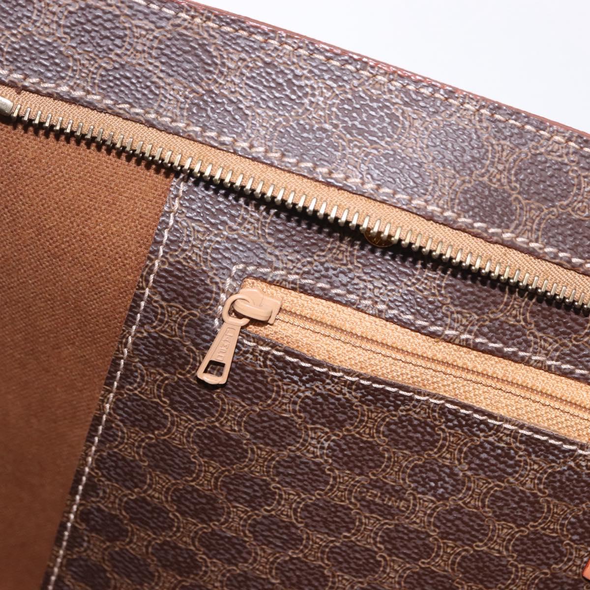 CELINE Macadam Canvas Tote Bag PVC Brown Gold Auth am12199A