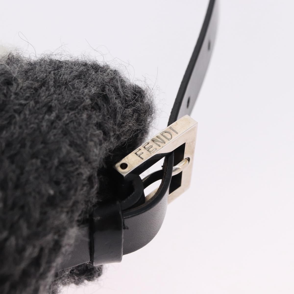 FENDI Mamma Baguette Shoulder Bag Wool Gray Silver Auth am12200SAM