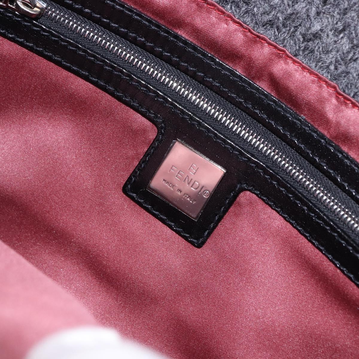 FENDI Mamma Baguette Shoulder Bag Wool Gray Silver Auth am12200SAM