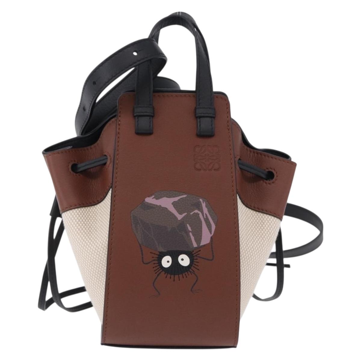 LOEWE Studio Ghibli Hammock Drawstring Mini Bag Canvas 2way Brown Auth am12202SM