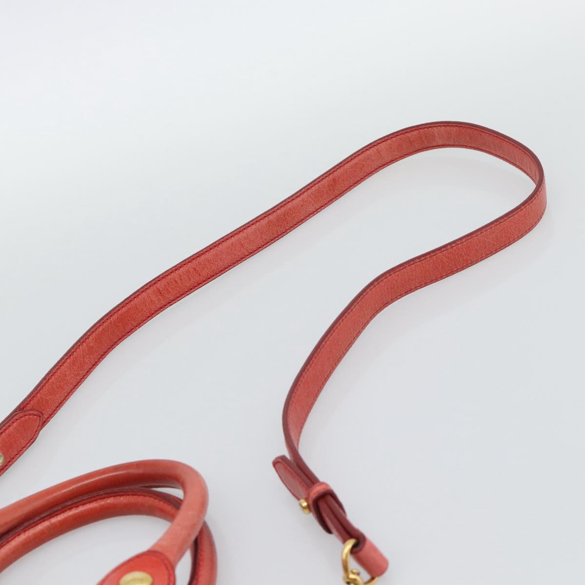 Miu Miu Side Ribbon Hand Bag Leather 2way Orange Gold Auth am12203V