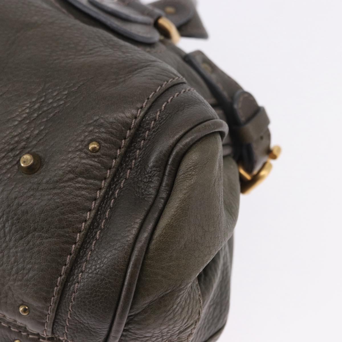 Chloe Paddington Hand Bag Leather Khaki Silver gold Auth am12204V
