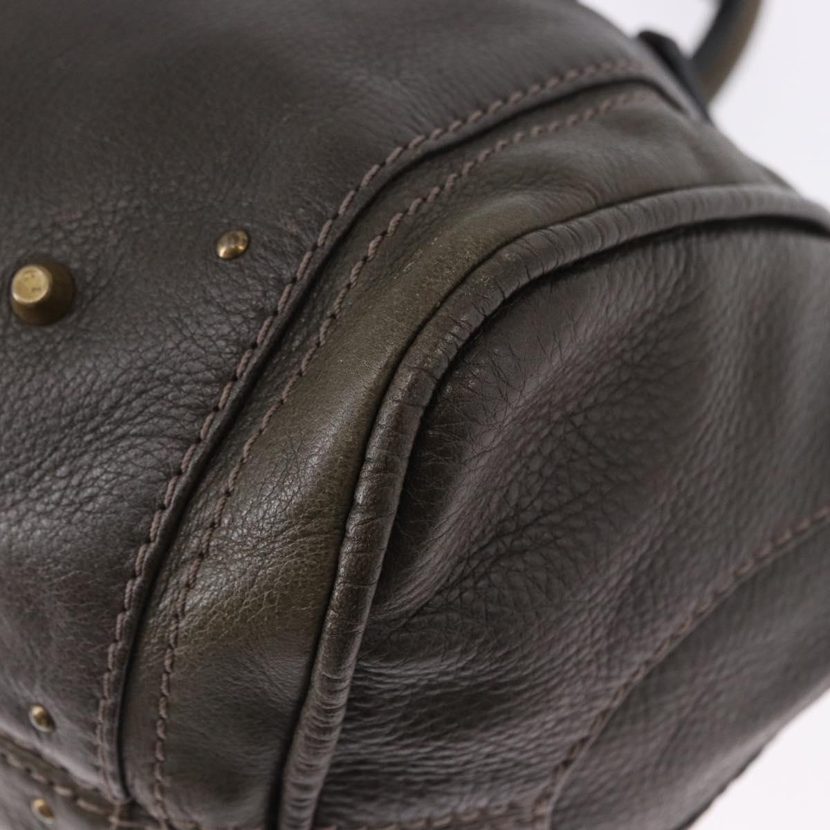 Chloe Paddington Hand Bag Leather Khaki Silver gold Auth am12204V