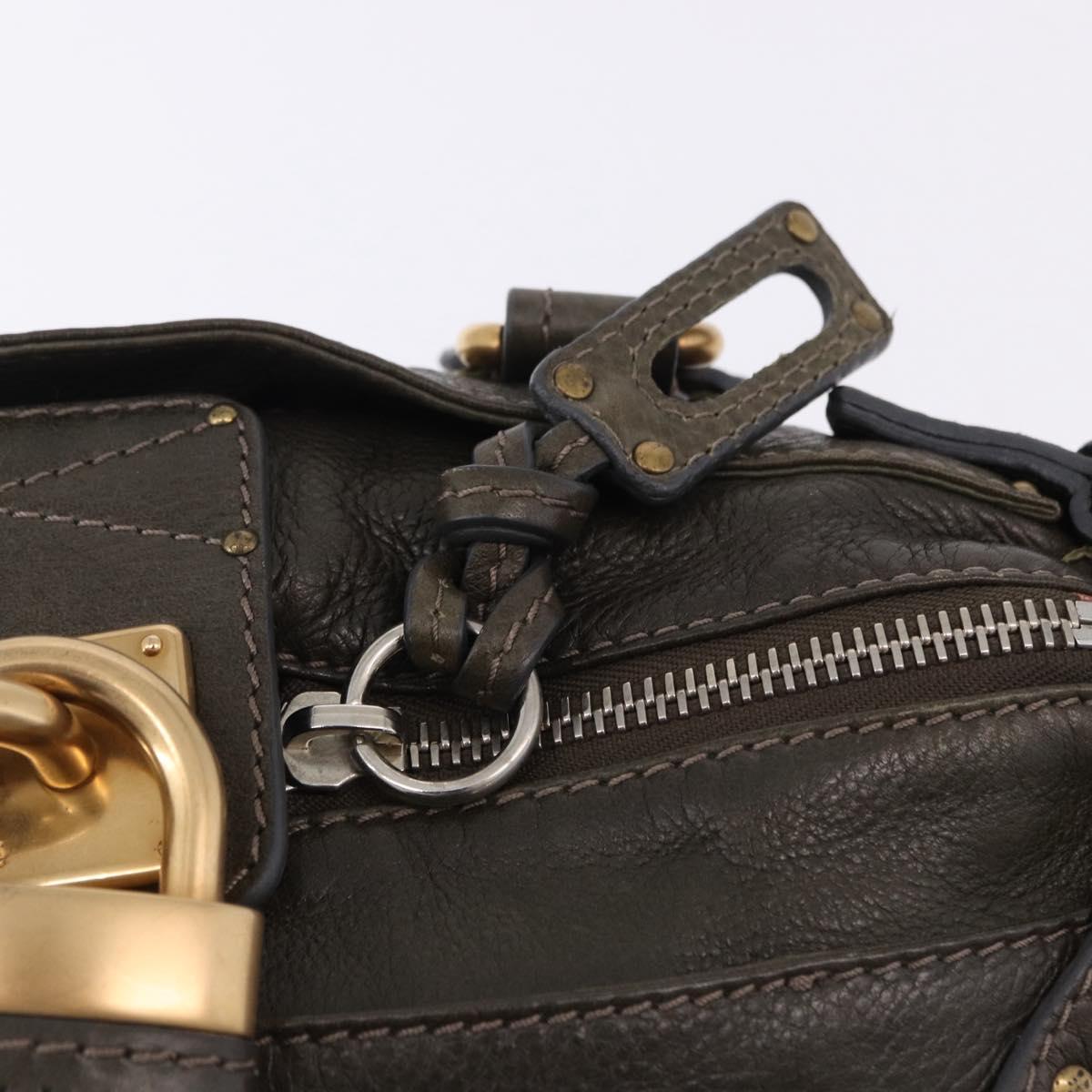 Chloe Paddington Hand Bag Leather Khaki Silver gold Auth am12204V
