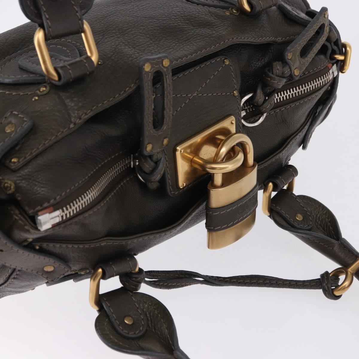 Chloe Paddington Hand Bag Leather Khaki Silver gold Auth am12204V