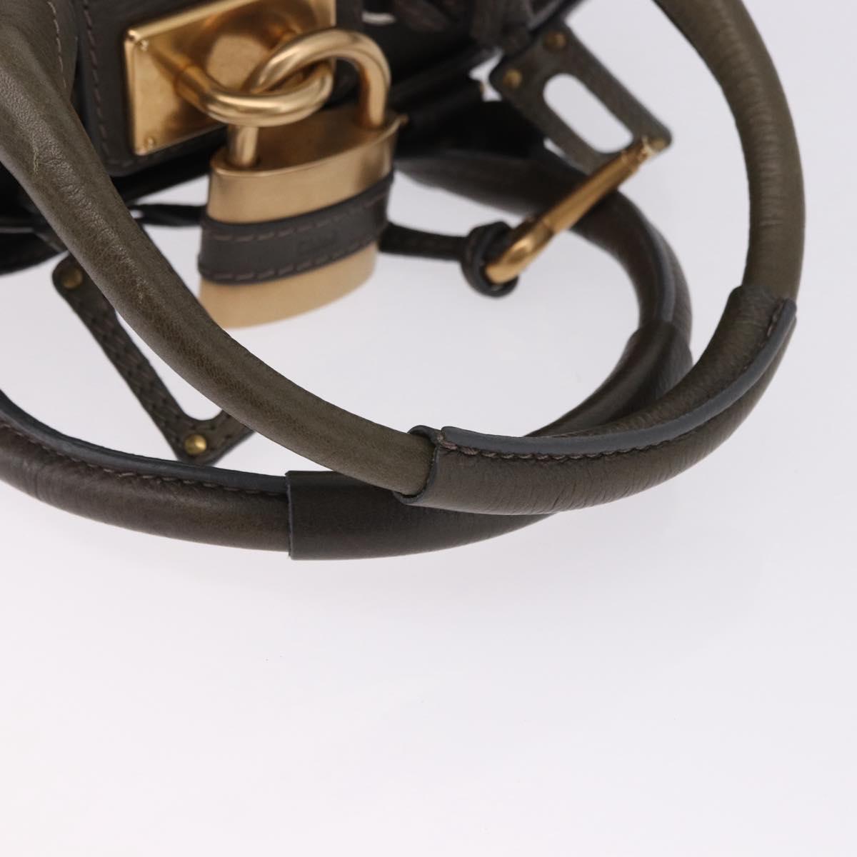 Chloe Paddington Hand Bag Leather Khaki Silver gold Auth am12204V
