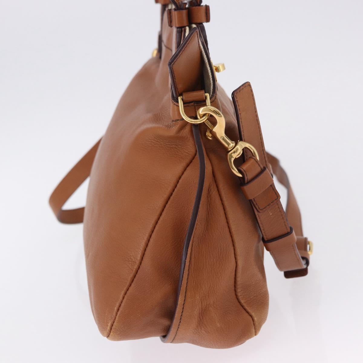 Chloe Margaret Hand Bag Leather 2way Brown Gold Auth am12208A