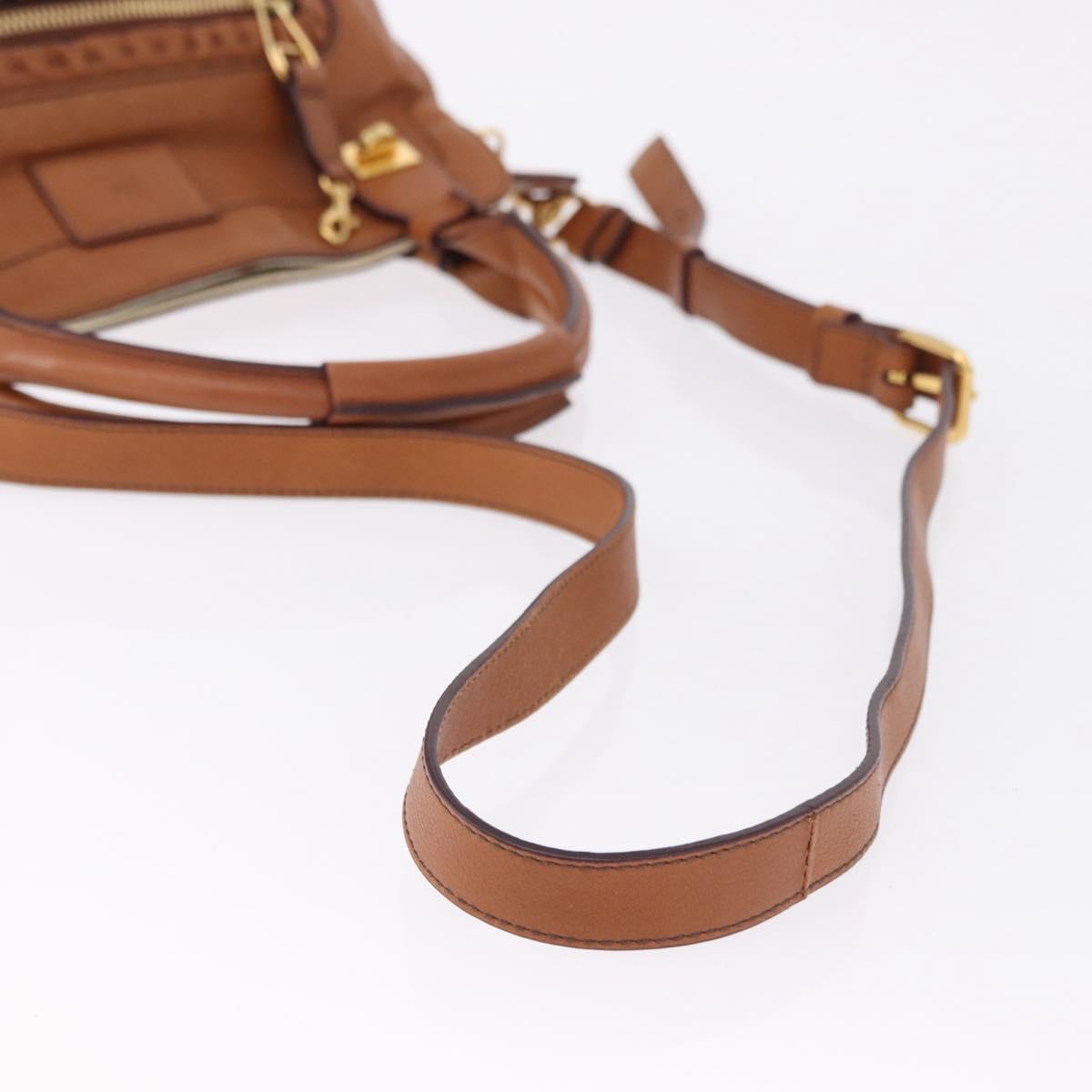 Chloe Margaret Hand Bag Leather 2way Brown Gold Auth am12208A