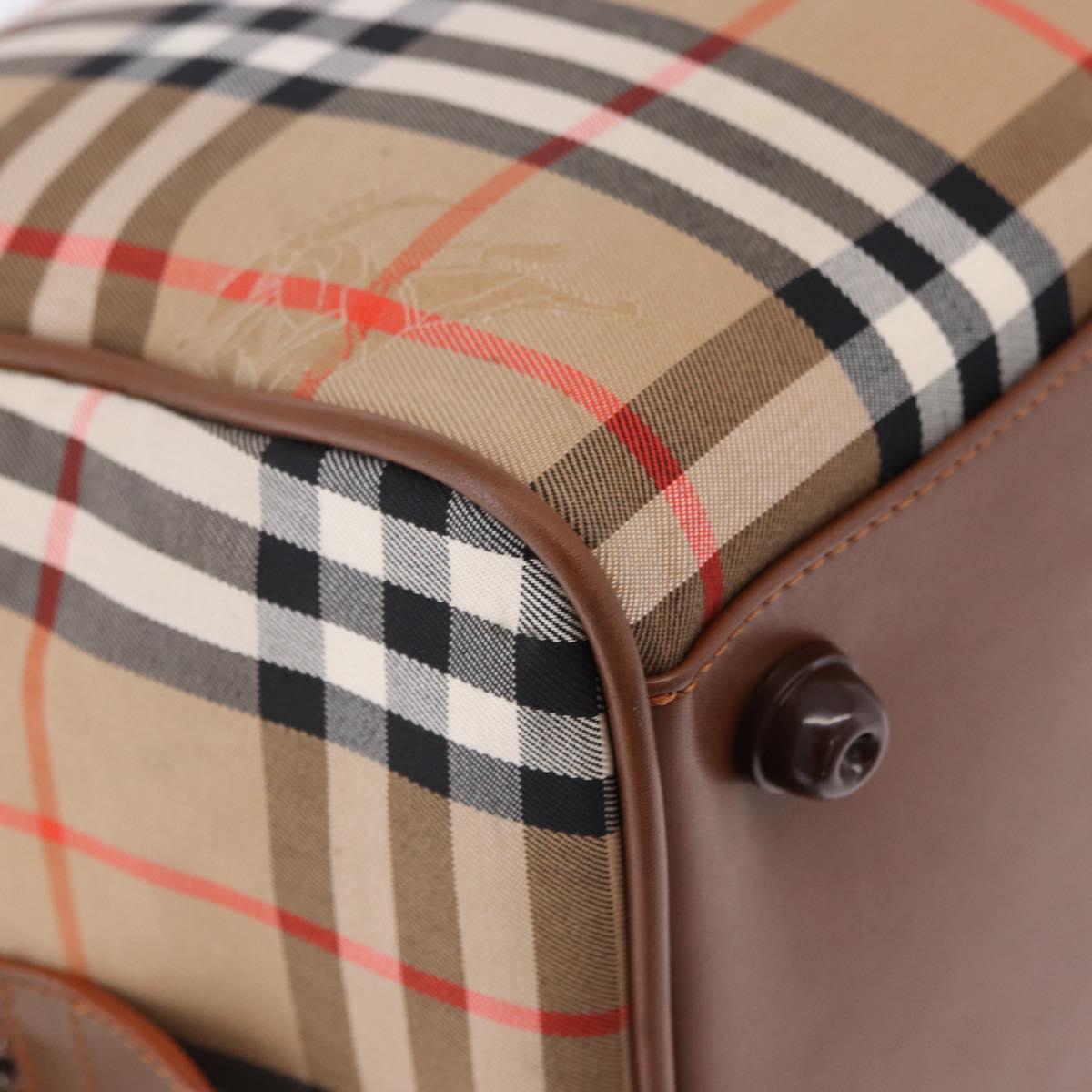 BURBERRY Nova Check Boston Bag Canvas Beige Gold Auth am12209V