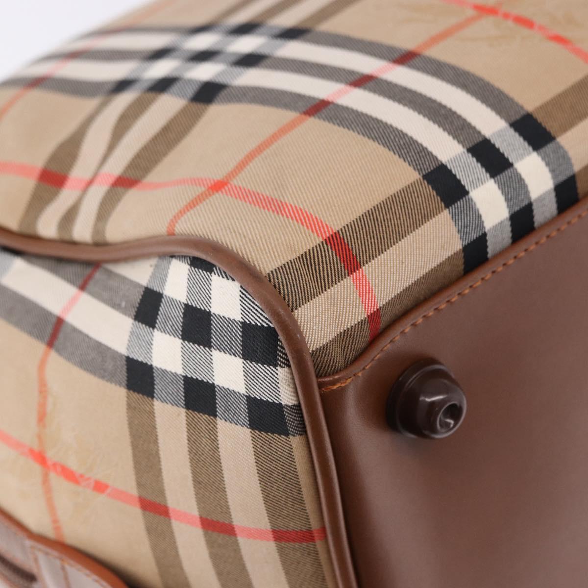 BURBERRY Nova Check Boston Bag Canvas Beige Gold Auth am12209V