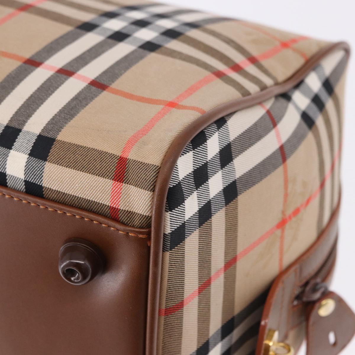 BURBERRY Nova Check Boston Bag Canvas Beige Gold Auth am12209V