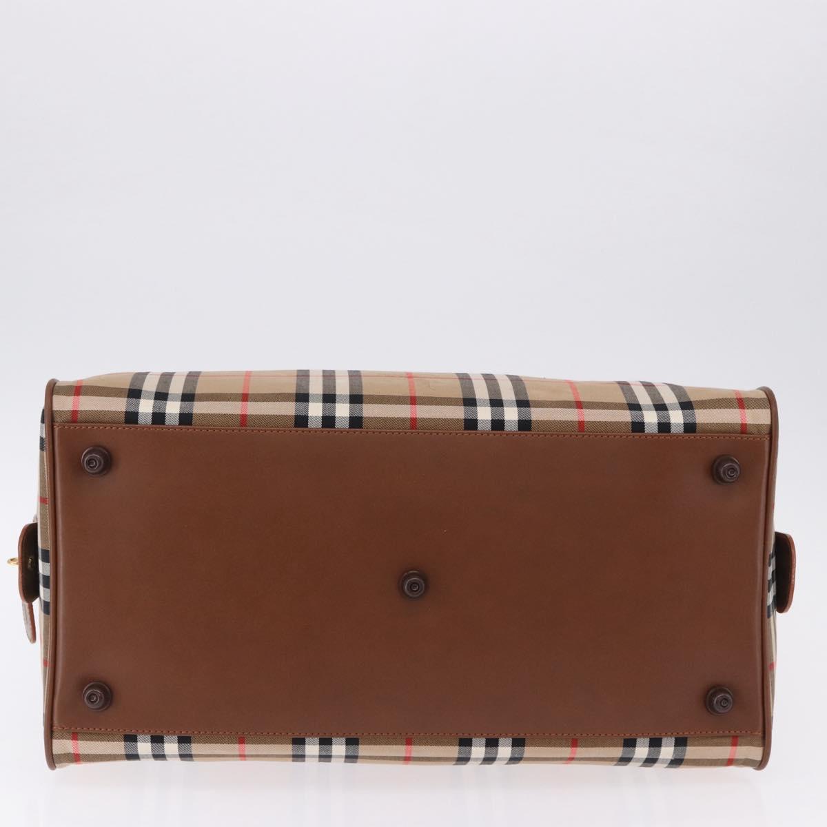 BURBERRY Nova Check Boston Bag Canvas Beige Gold Auth am12209V
