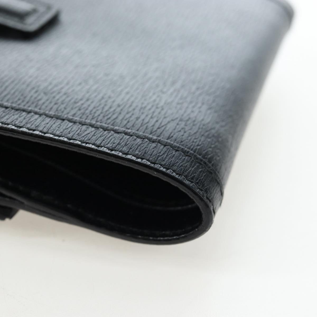 GUCCI G Trifold Wallet Leather Black Auth am12210V