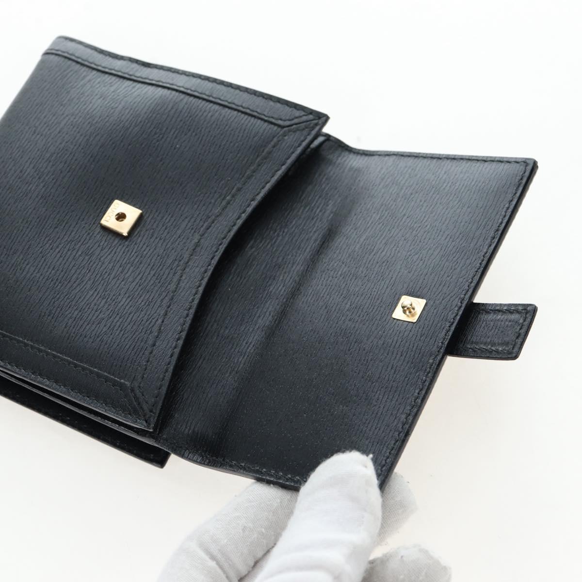 GUCCI G Trifold Wallet Leather Black Auth am12210V