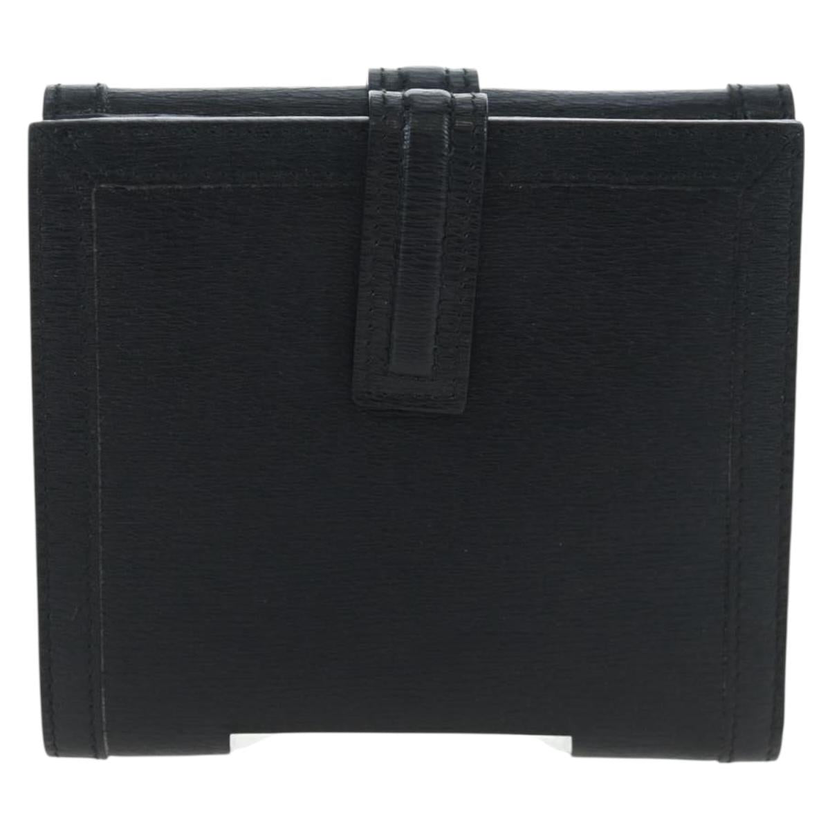 GUCCI G Trifold Wallet Leather Black Auth am12210V