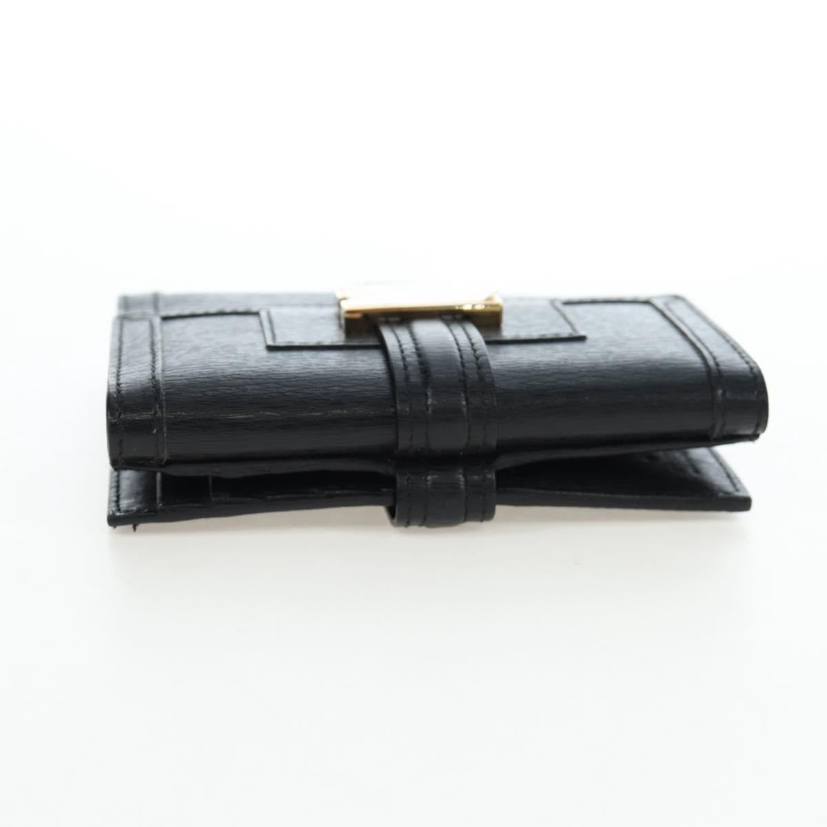 GUCCI G Trifold Wallet Leather Black Auth am12210V