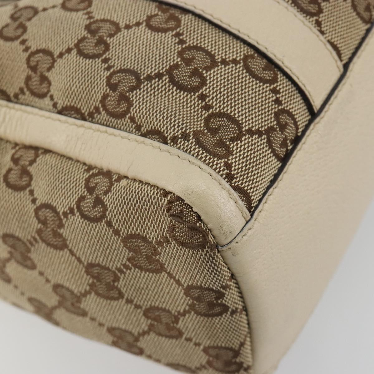 GUCCI GG Canvas Hand Bag Beige Gold 130942 Auth am12212V