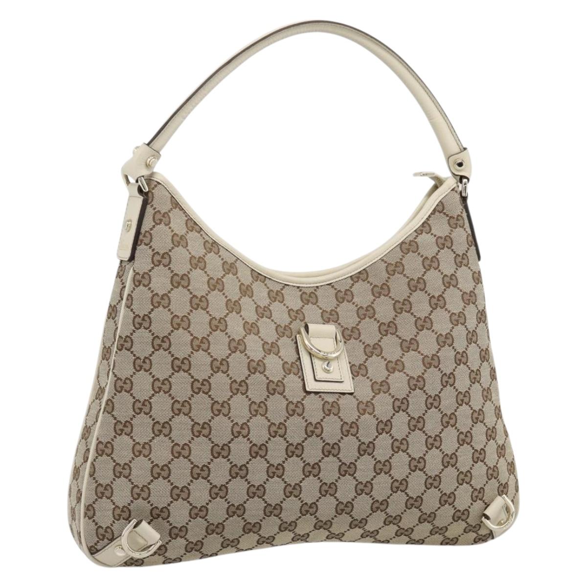 GUCCI GG Canvas Abbey Shoulder Bag Beige Gold 130737 Auth am12216V