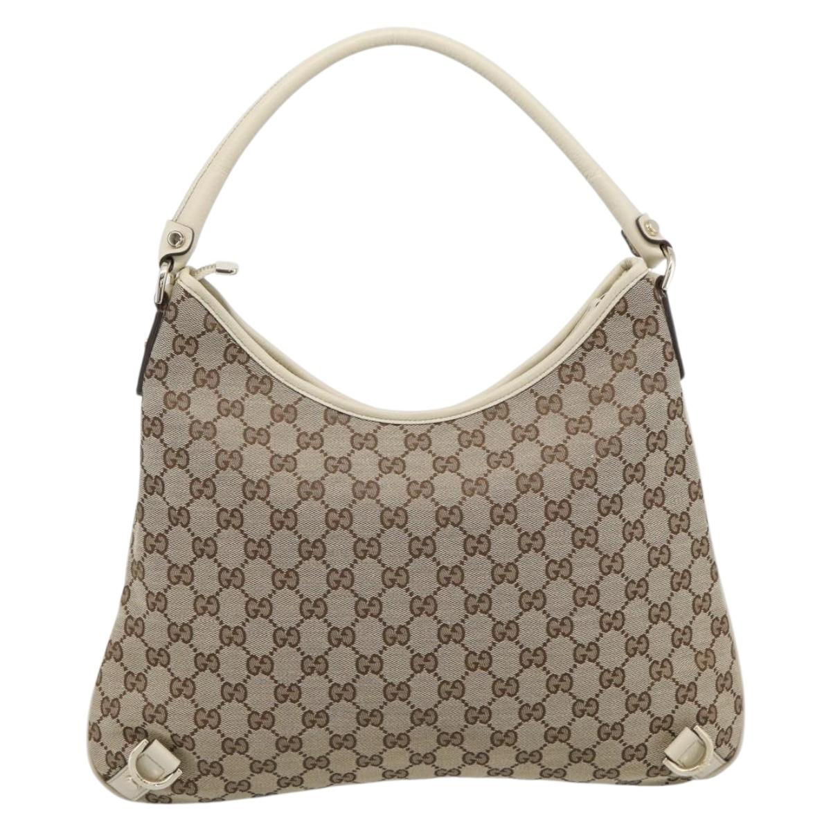GUCCI GG Canvas Abbey Shoulder Bag Beige Gold 130737 Auth am12216V