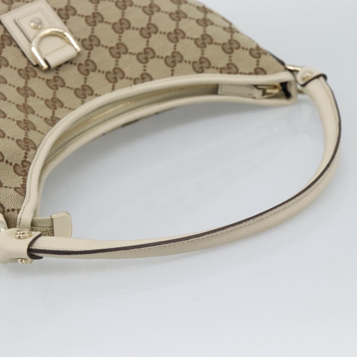 GUCCI GG Canvas Abbey Shoulder Bag Beige Gold 130737 Auth am12216V