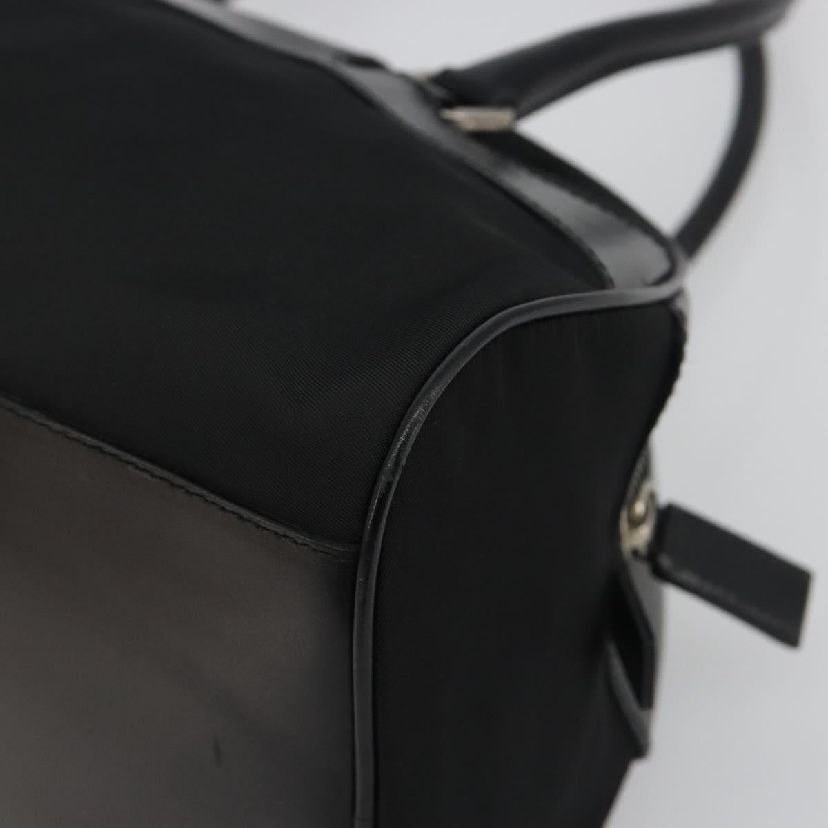 PRADA Hand Bag Nylon Leather Black Silver Auth am12218V