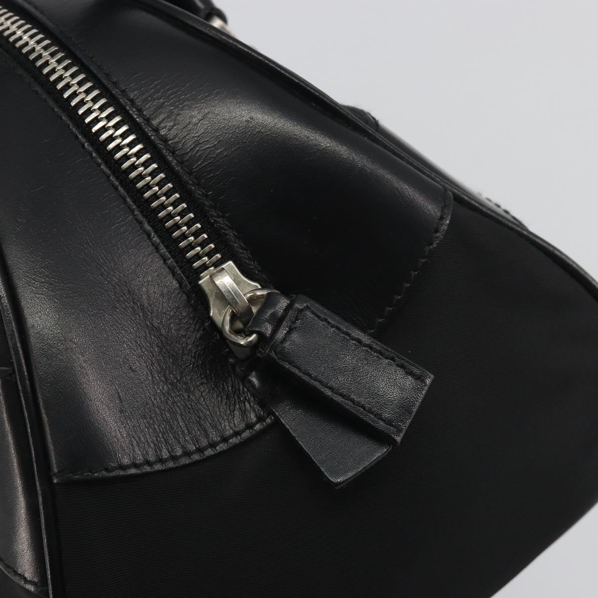 PRADA Hand Bag Nylon Leather Black Silver Auth am12218V