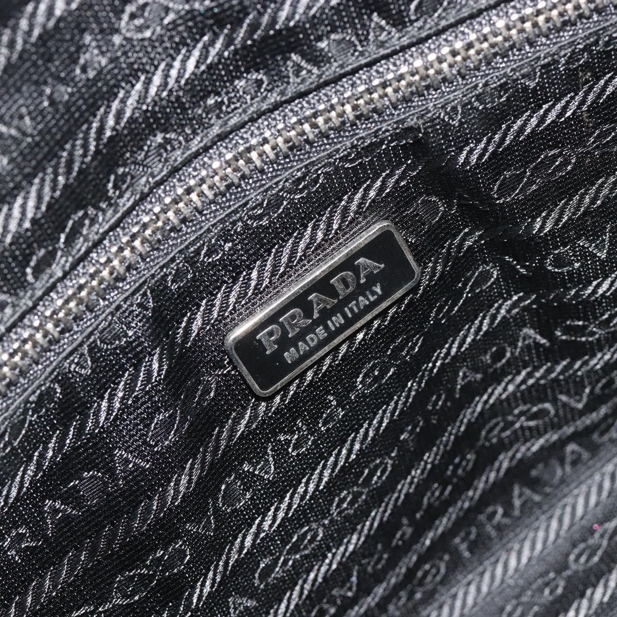 PRADA Hand Bag Nylon Leather Black Silver Auth am12218V