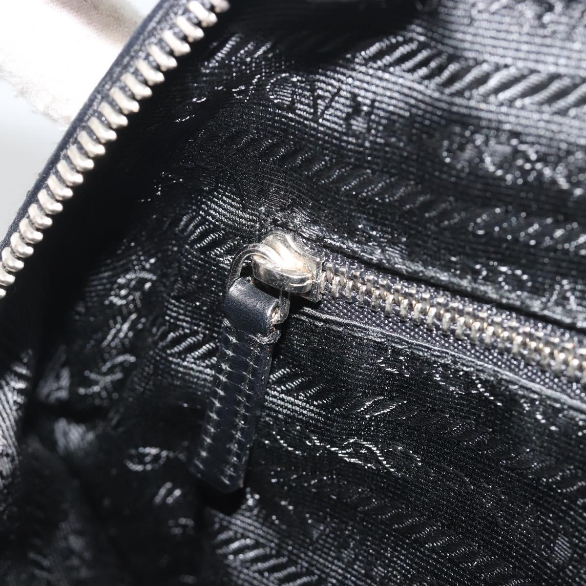PRADA Hand Bag Nylon Leather Black Silver Auth am12218V