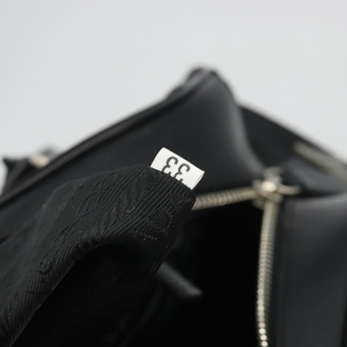 PRADA Hand Bag Nylon Leather Black Silver Auth am12218V