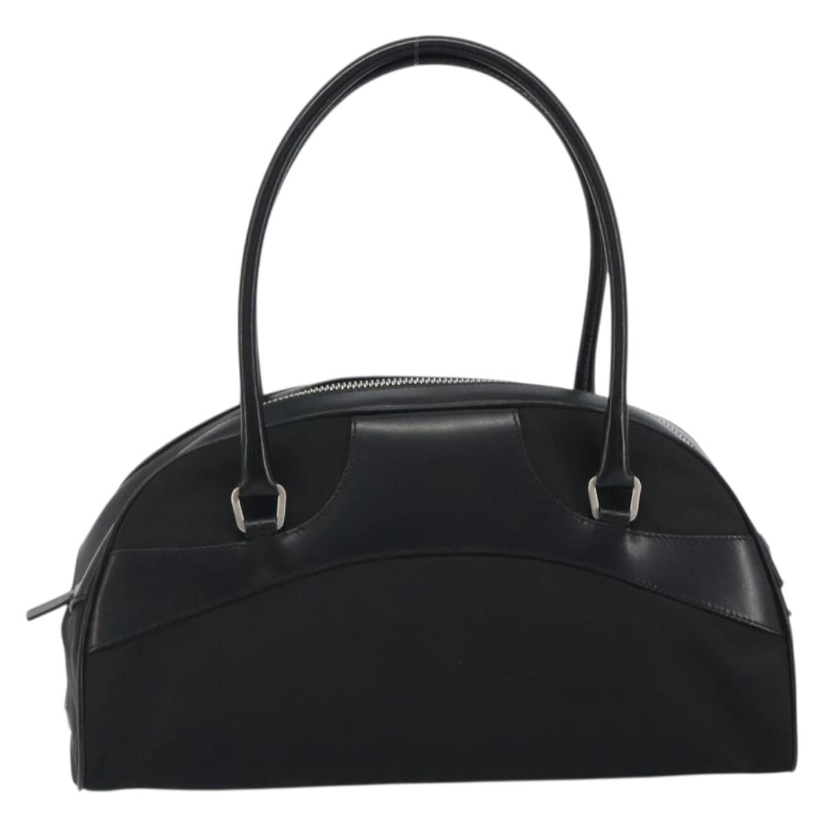 PRADA Hand Bag Nylon Leather Black Silver Auth am12218V