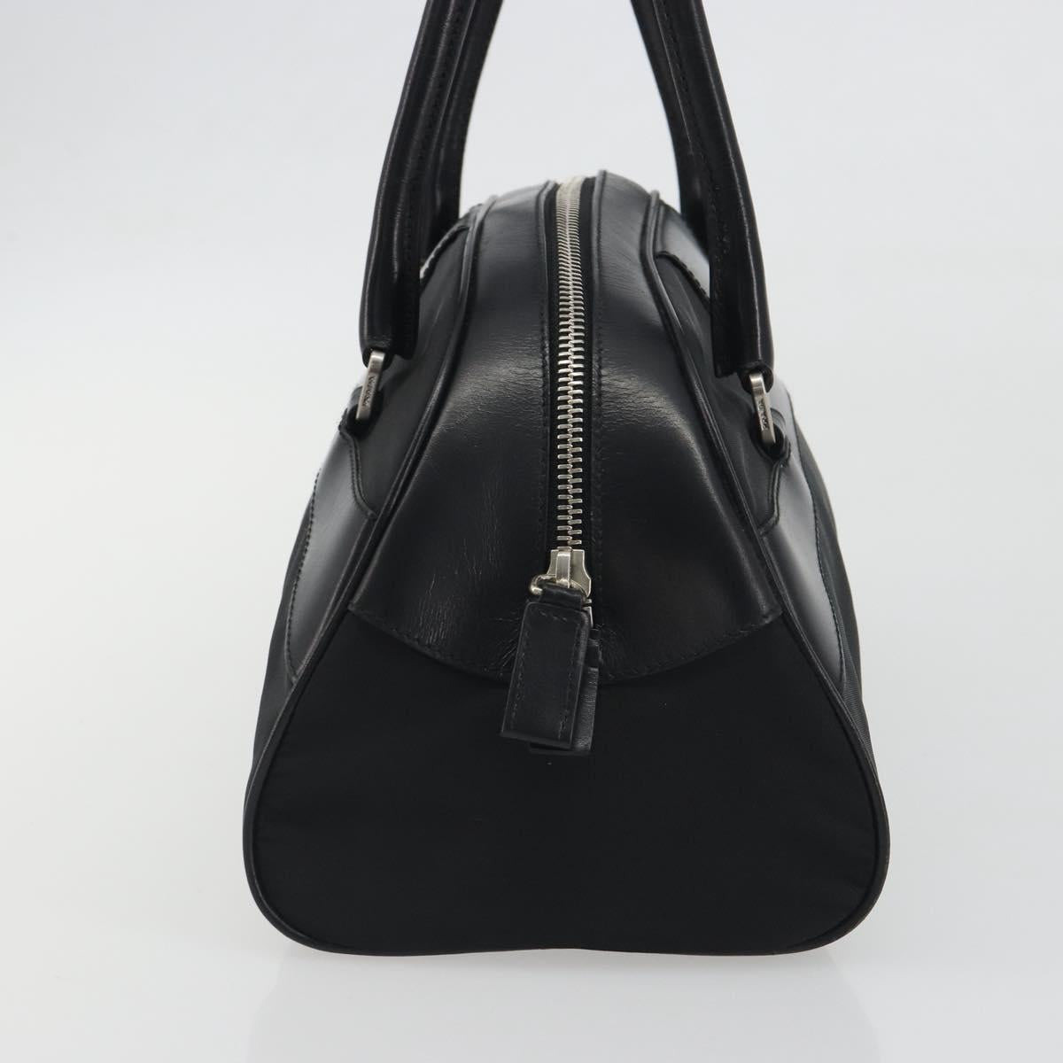 PRADA Hand Bag Nylon Leather Black Silver Auth am12218V