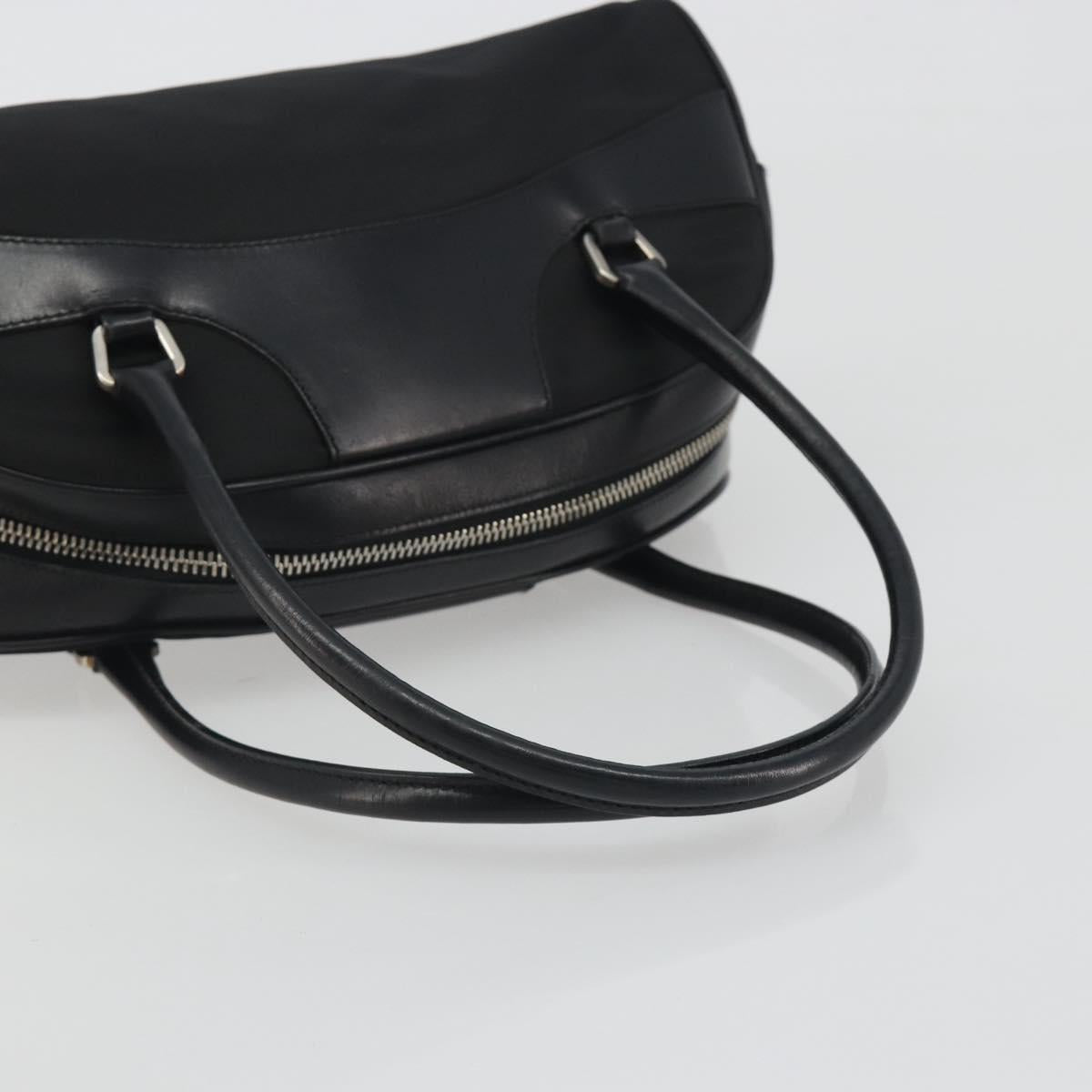 PRADA Hand Bag Nylon Leather Black Silver Auth am12218V