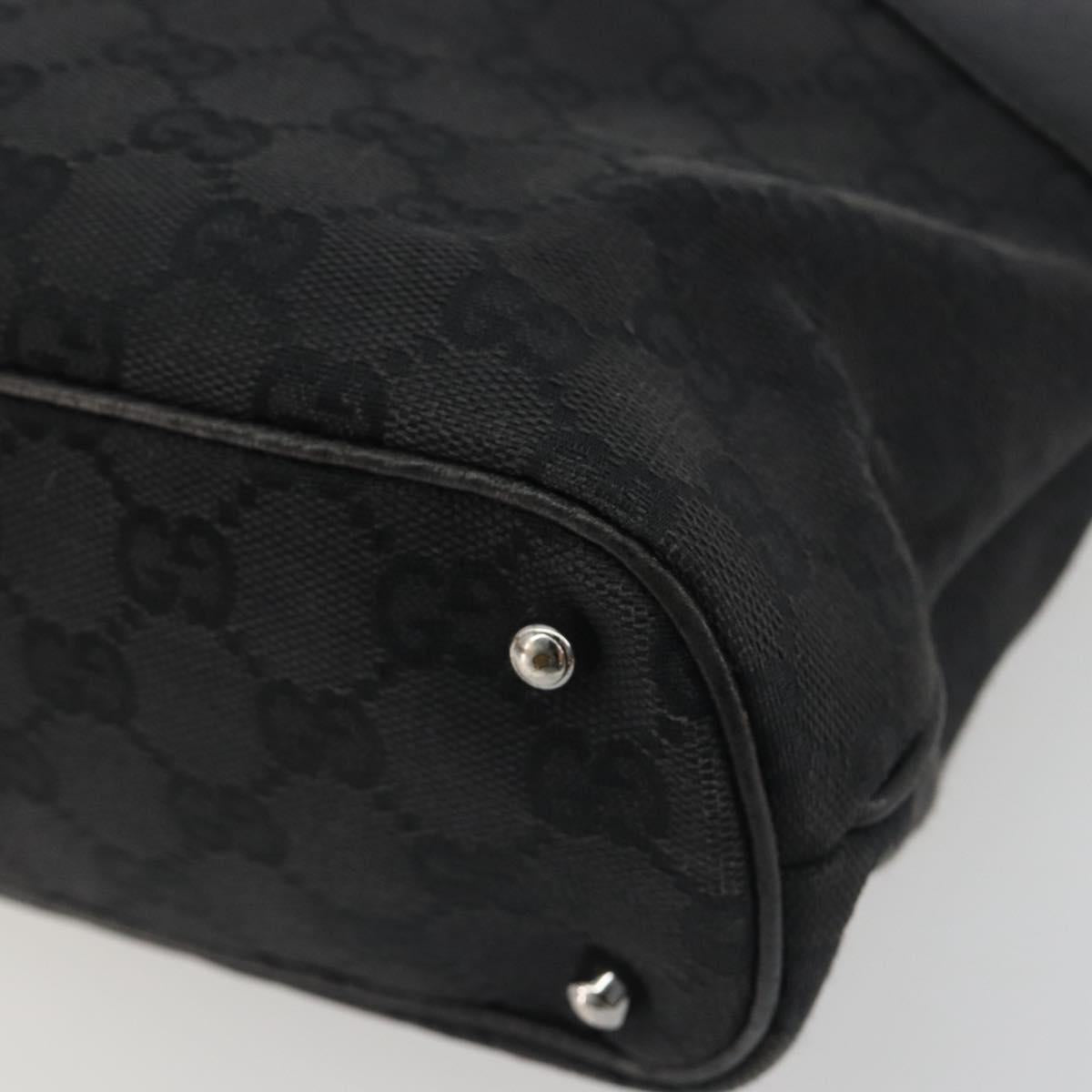 GUCCI GG Canvas Tote Bag Black Silver 113016 Auth am12219A