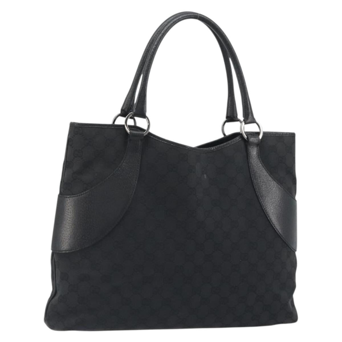 GUCCI GG Canvas Tote Bag Black Silver 113016 Auth am12219A