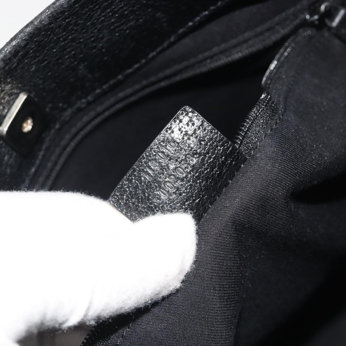 GUCCI GG Canvas Tote Bag Black Silver 113016 Auth am12219A