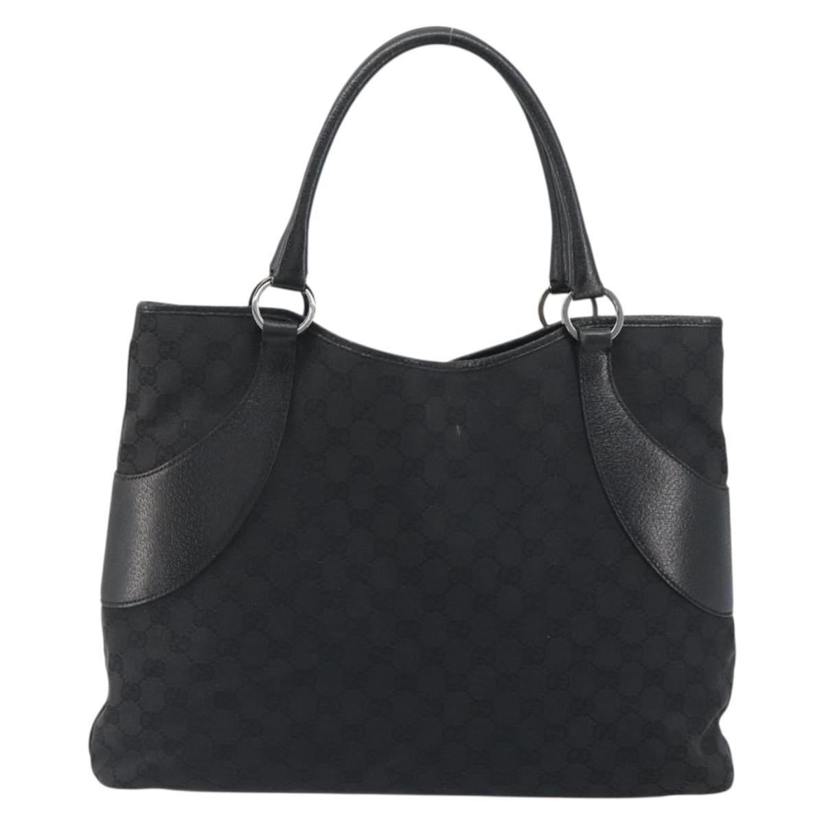 GUCCI GG Canvas Tote Bag Black Silver 113016 Auth am12219A