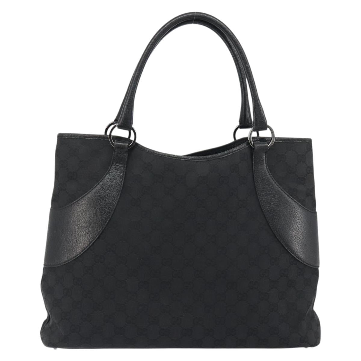 GUCCI GG Canvas Tote Bag Black Silver 113016 Auth am12219A