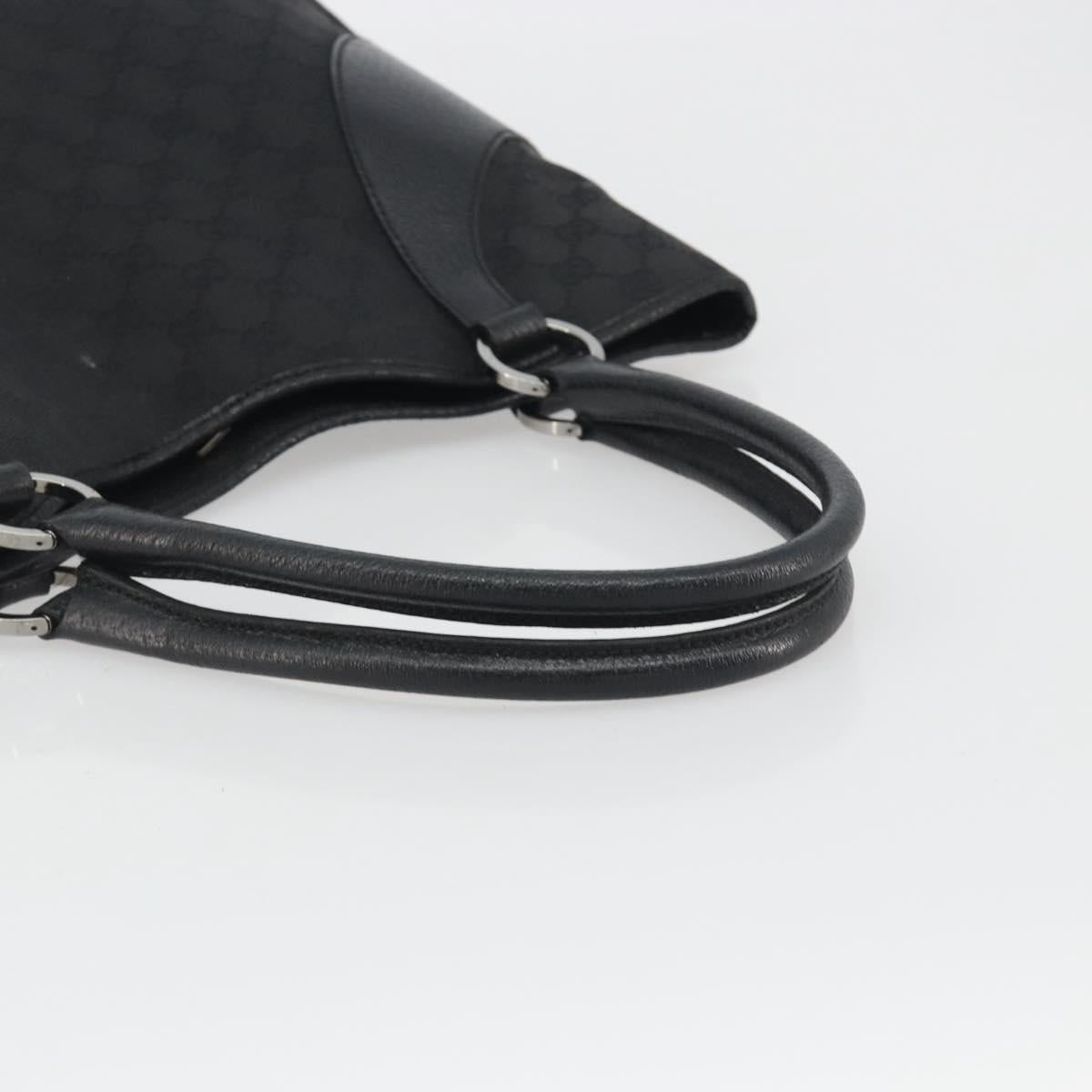 GUCCI GG Canvas Tote Bag Black Silver 113016 Auth am12219A