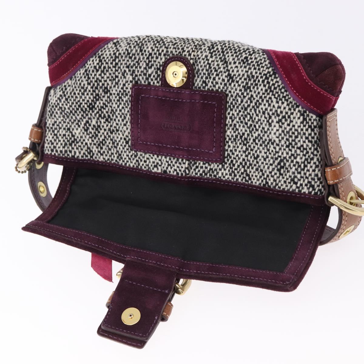 Coach Soho One Belt Hand Bag Tweed Multicolor Gold Auth am12221V