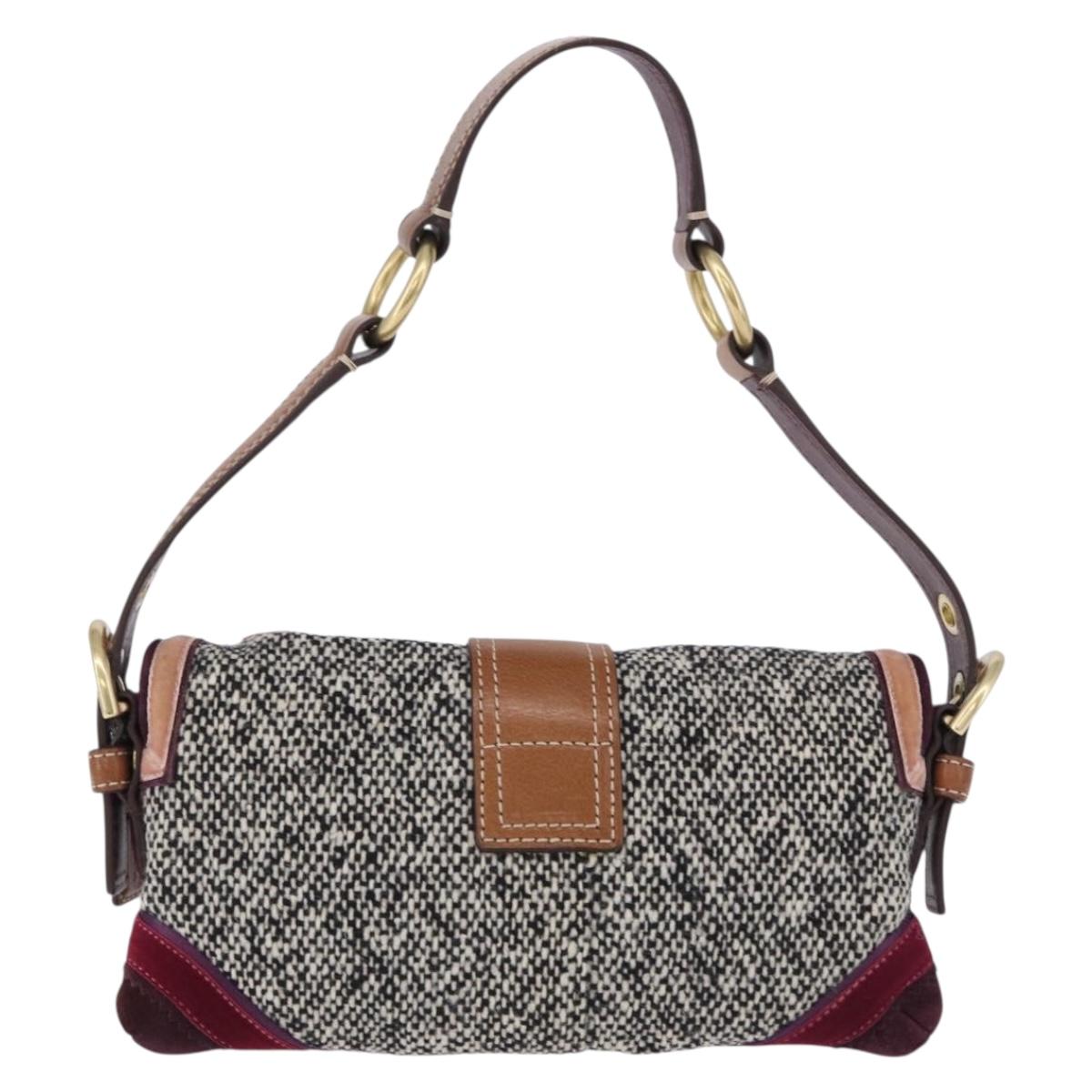 Coach Soho One Belt Hand Bag Tweed Multicolor Gold Auth am12221V
