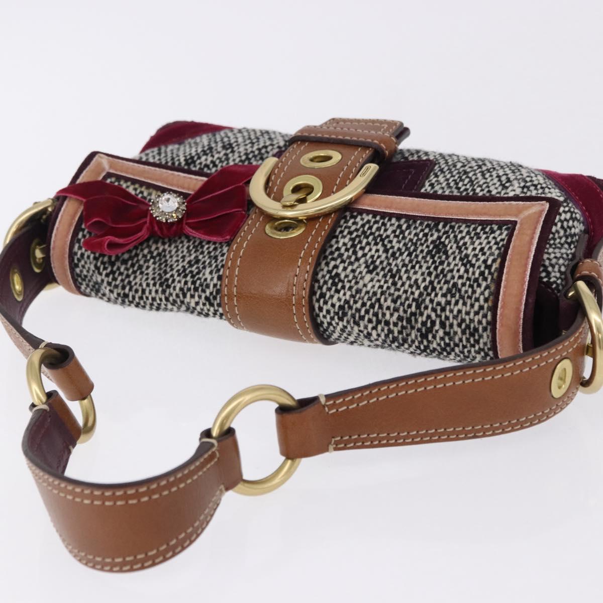 Coach Soho One Belt Hand Bag Tweed Multicolor Gold Auth am12221V