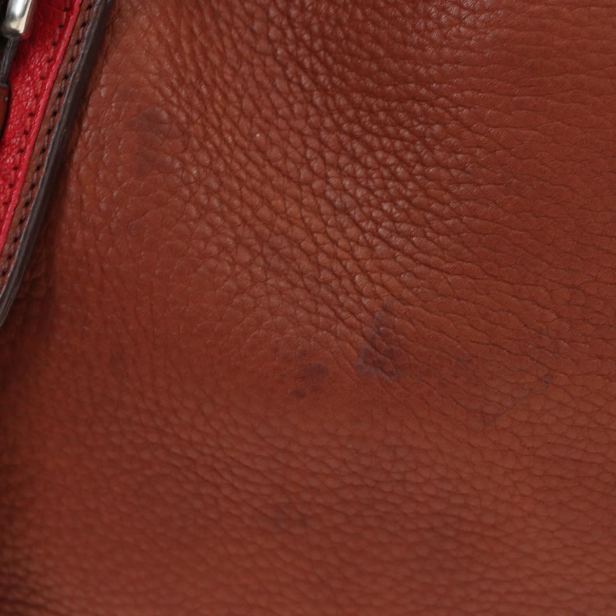 Miu Miu Tote Bag Leather Brown Silver Auth am12225V
