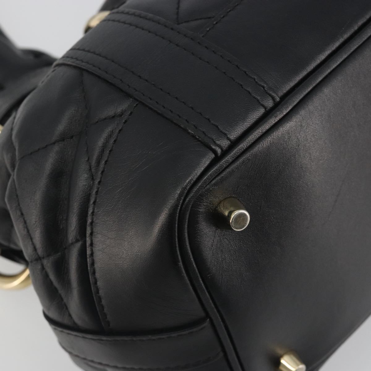 BURBERRY Hand Bag Leather Black Gold Auth am12226V