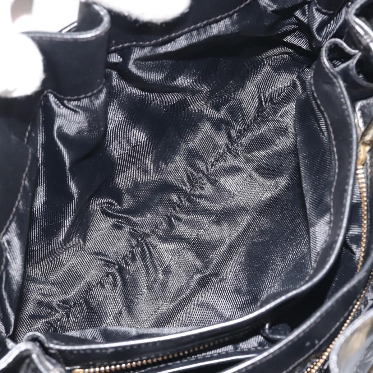 BURBERRY Hand Bag Leather Black Gold Auth am12226V