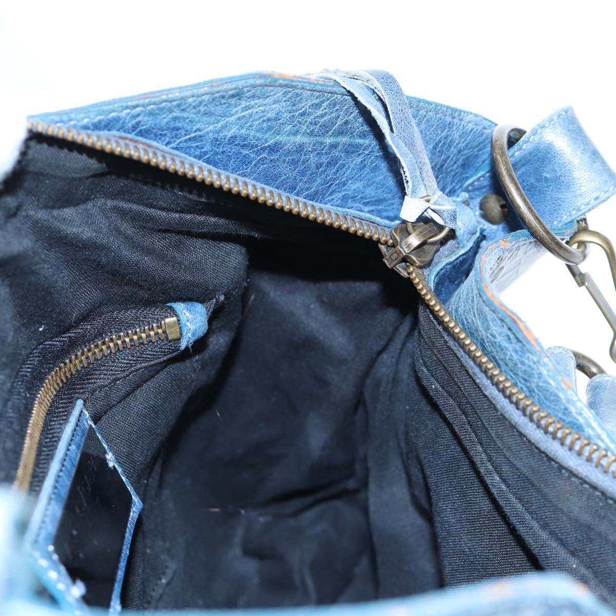 BALENCIAGA The First Hand Bag Leather 2way Blue Gold 103208 Auth am12227V