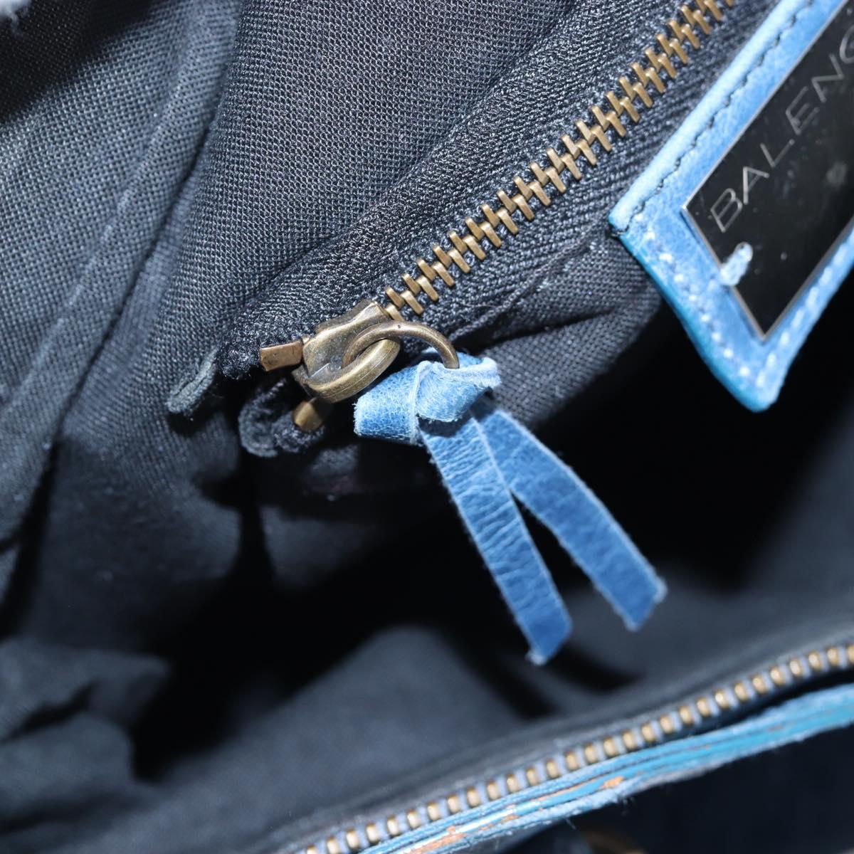 BALENCIAGA The First Hand Bag Leather 2way Blue Gold 103208 Auth am12227V