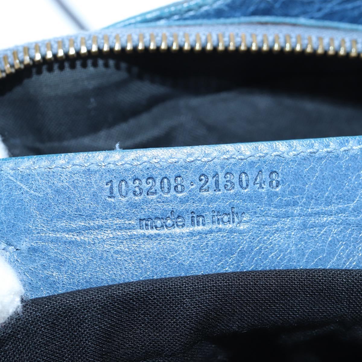 BALENCIAGA The First Hand Bag Leather 2way Blue Gold 103208 Auth am12227V