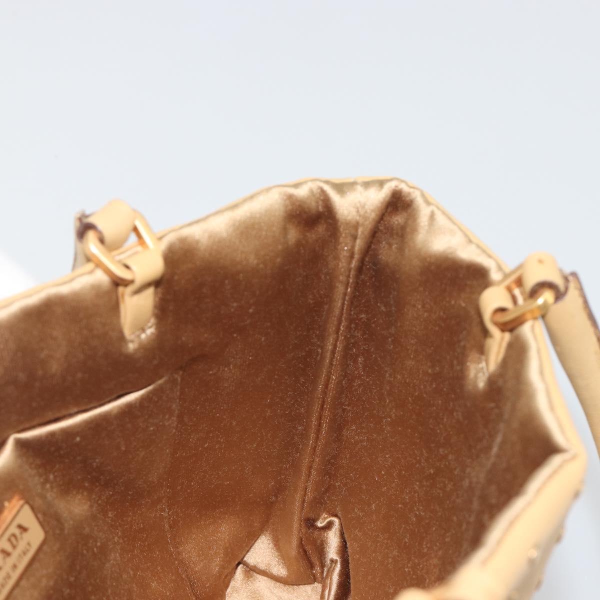 PRADA Studs Tote Bag Leather Beige Gold BN0181 Auth am12230V
