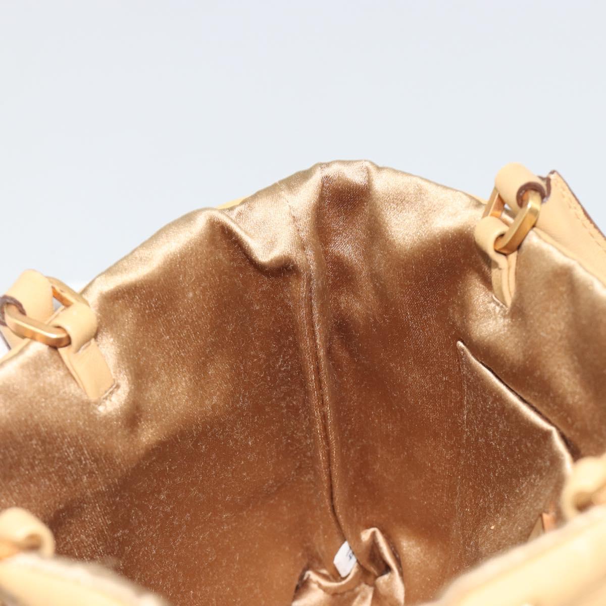 PRADA Studs Tote Bag Leather Beige Gold BN0181 Auth am12230V