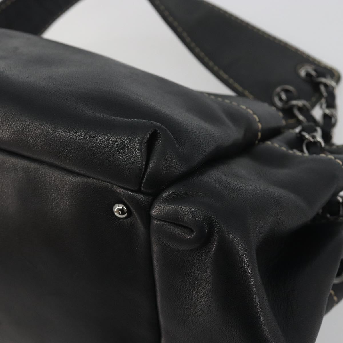 CHANEL CC Chain Hand Bag Leather Black Silver CC Auth am12231SAM